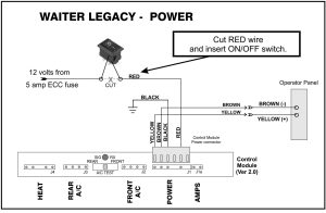 Waiter Legacy 12 volt power to control module